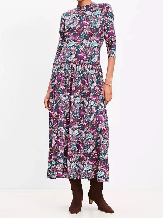 LOFT Dresses & Skirts - LOFT Purple Floral Long-Sleeve Maxi Dress